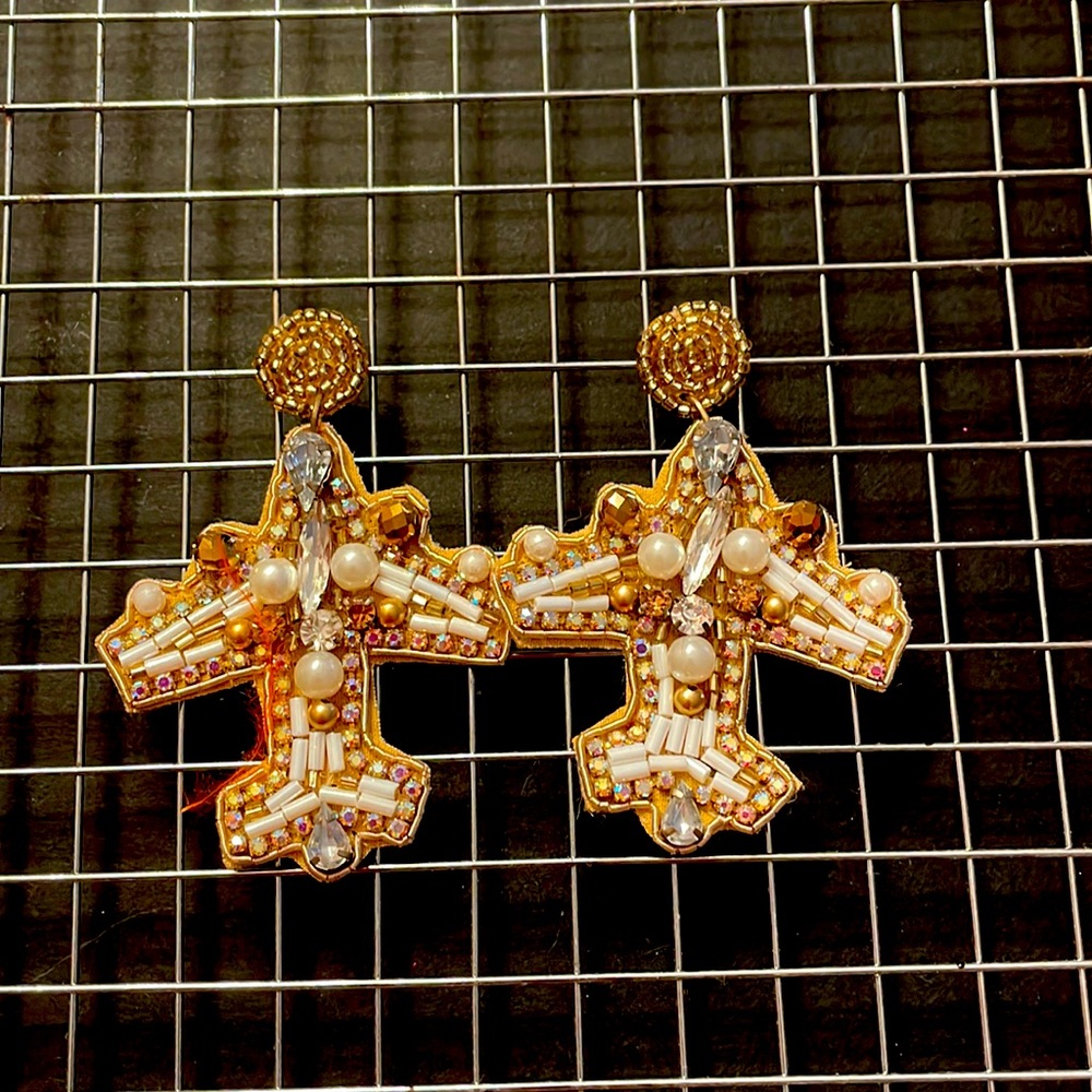 Beaded airplane earrings